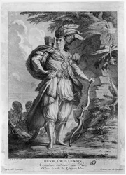 De acteur Lekain als Genghis Khan, in 